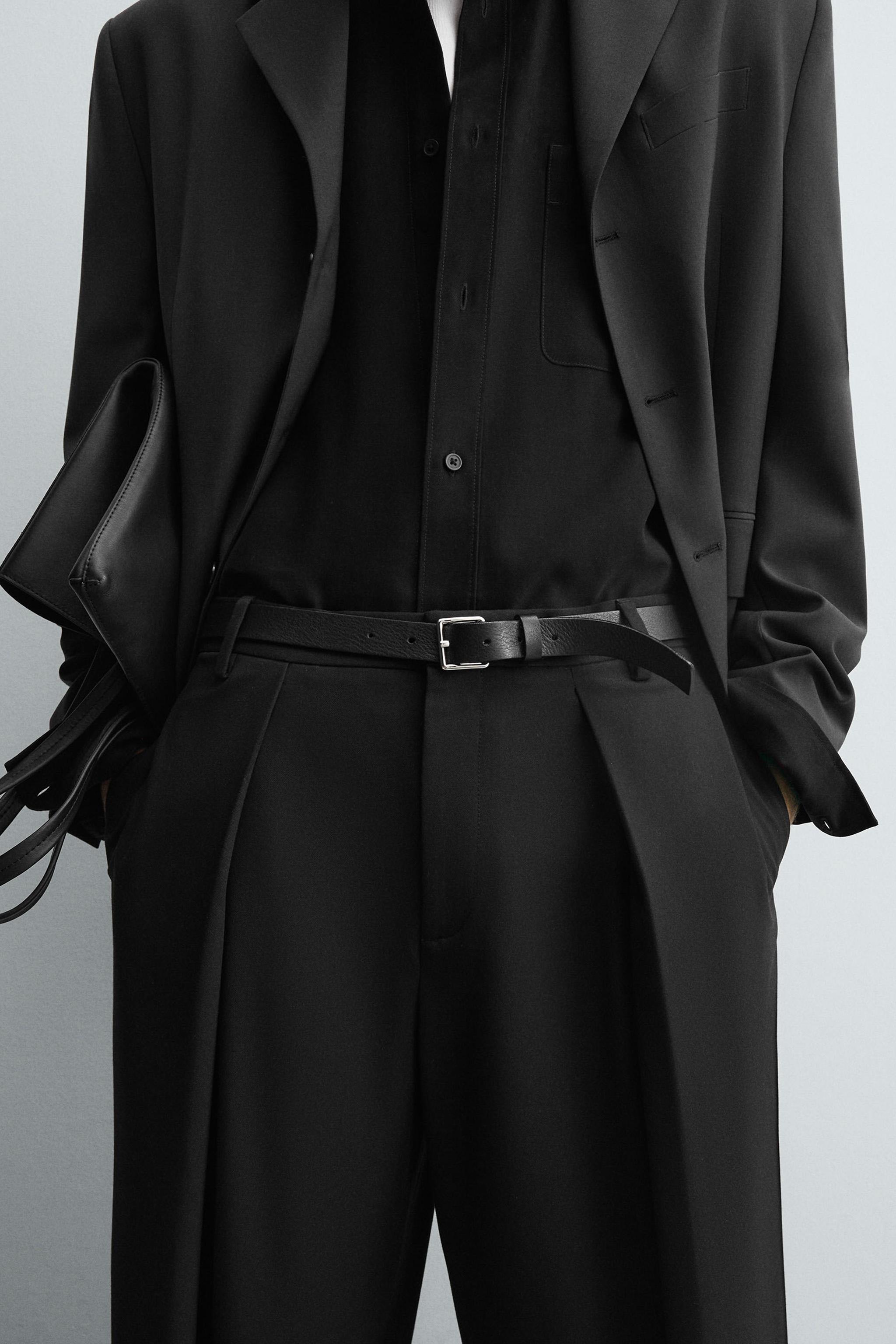 PLEATED PINSTRIPE PANTS