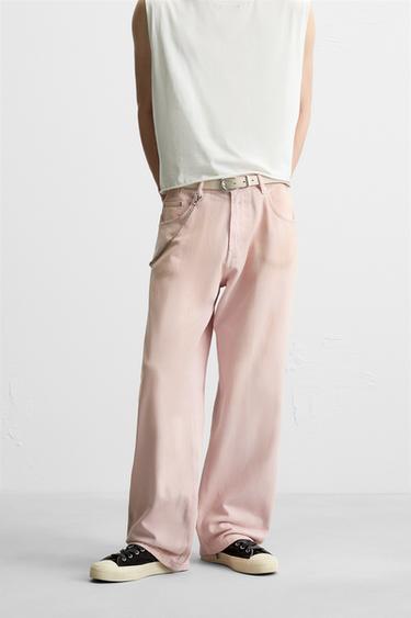 ΤΖΙΝ BAGGY FIT ΜΕ VINTAGE ΟΨΗ - Ροζ του Zara