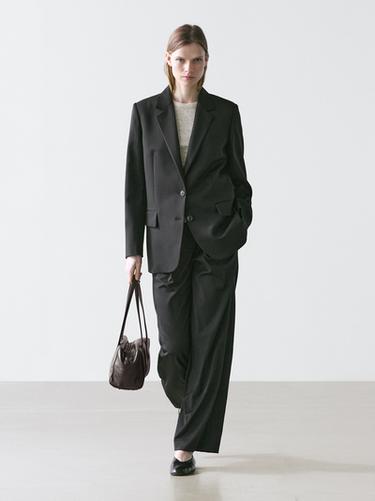 Blazer deux boutons 100 % laine extra-fine - Noir de Zara - Image 0