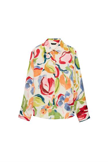FLORAL PRINT SATIN SHIRT - Multicoloured by Zara