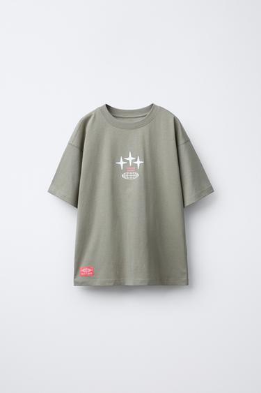 PRINTED T-SHIRT - Khaki by Zara - Image 0
