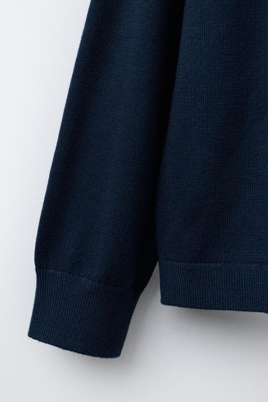 FINE KNIT HIGH NECK SWEATER - navy by Zara - Image 3