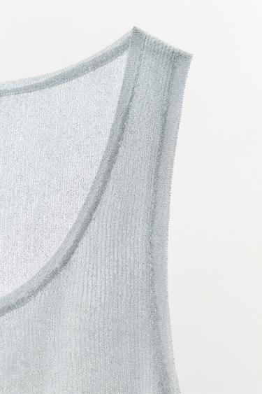 METALLIC THREAD TOP - Silver by Zara - Image 4