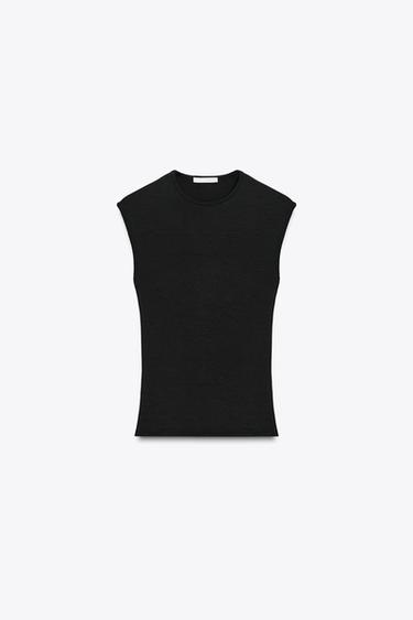 STRETCH RIB T-SHIRT - Zwart van Zara