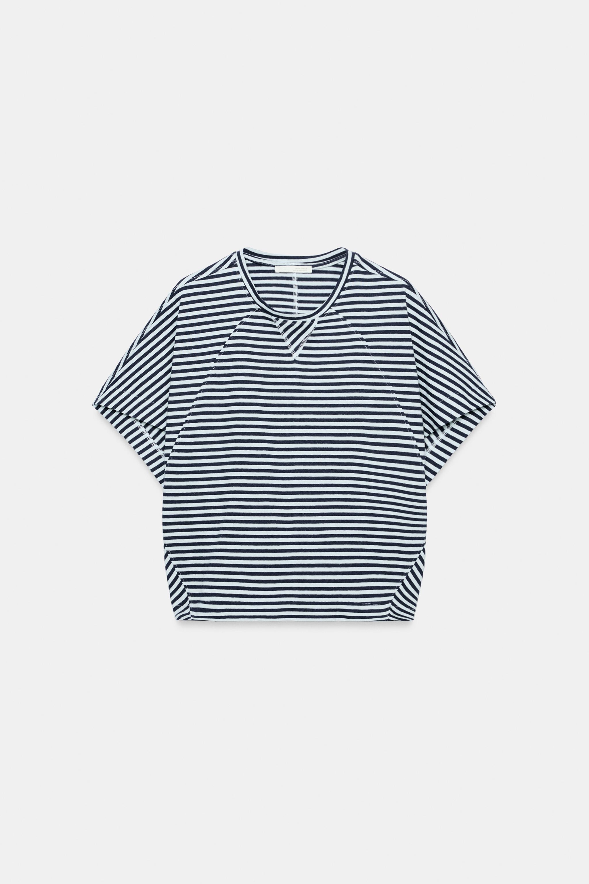 Женские футболки Zara STRIPED OVERSIZED T-SHIRT — фото 6