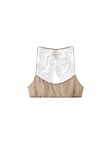 CONTRAST LACE BRA - Grey / Blue by Zara