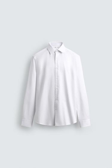 SLIM FIT TEXTURED SHIRT - White by Zara - Image 0
