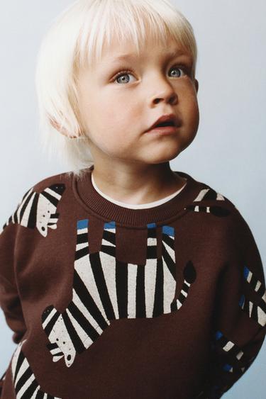 Zara ZEBRA JOGGING SET - Brown / White