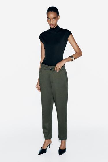 Zara, Pants & Jumpsuits, Zara High Rise Cropped Skinny Cigarette Trouser  Pants In Camel Brown