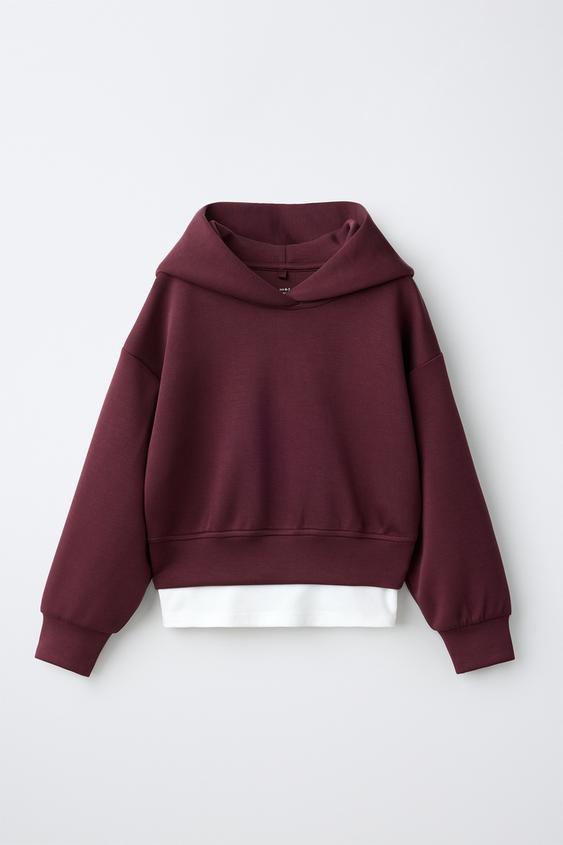Детское худи Zara Sporty Double Hem, цвет: Бордовый