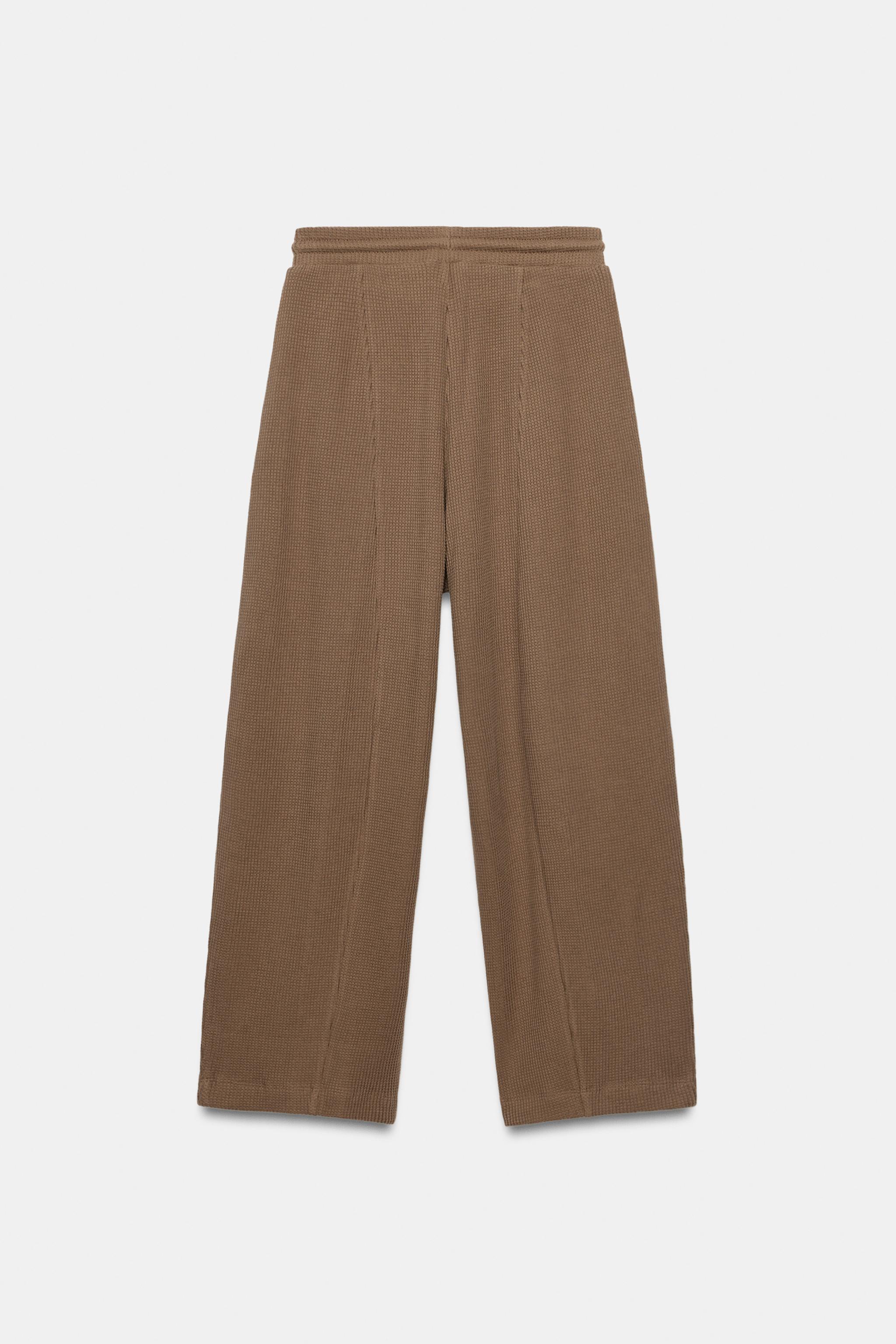 Zara Geniş Paça Gofre Kumaş Pantolon görsel 6