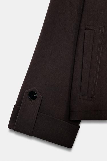 SHORT TRENCH COAT WITH ROLLED-UP SLEEVES - Brown by Zara - Image 7