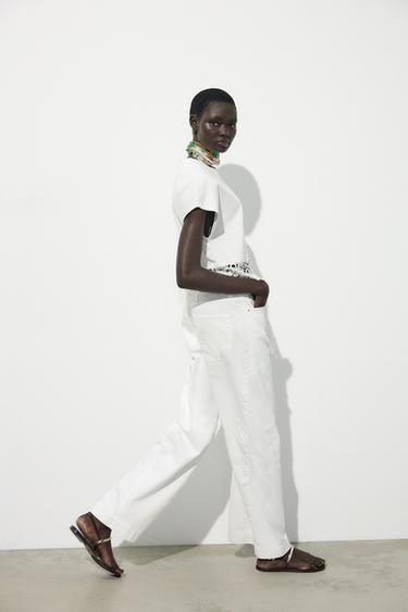 T-SHIRT COMBINÉ GUIPURE - Blanc cassé de Zara - Image 2