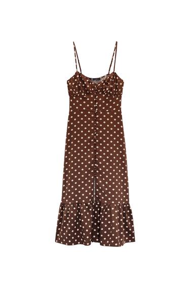 LINEN BLEND POLKA DOT DRESS