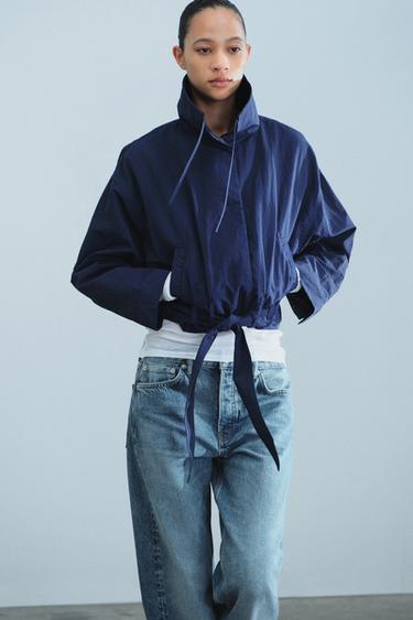 CASACO CURTO COM CINTO ZW COLLECTION - Azul-marinho da Zara