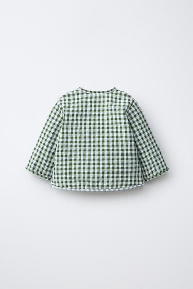 BLOUSON À CARREAUX VICHY - Écru / Vert de Zara - Image 1
