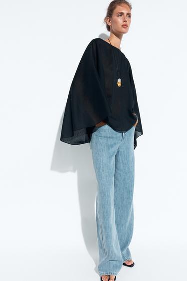 Zara Asymmetric flowing cape - Blue
