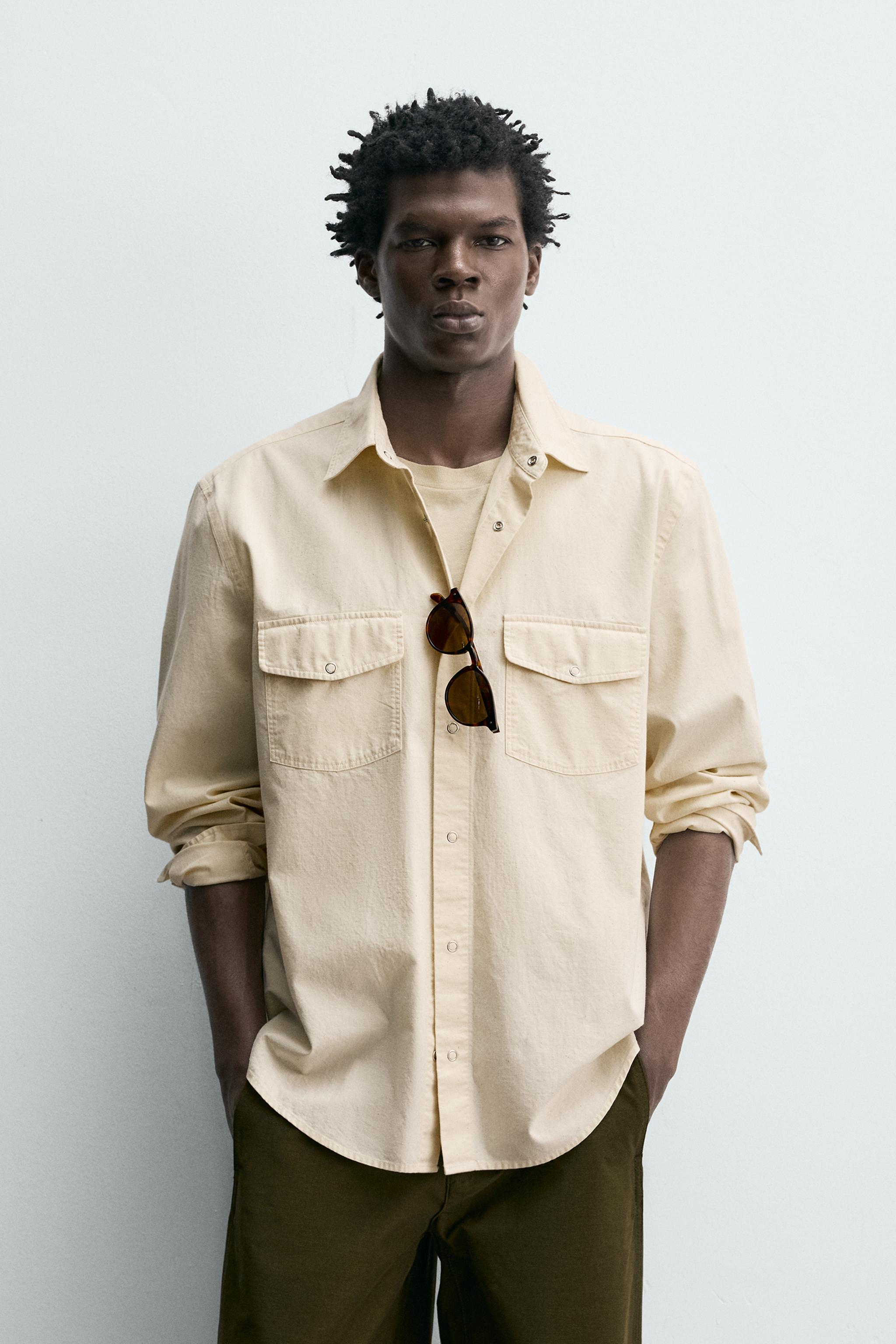 REGULAR FIT TEXTURED COTTON SHIRT