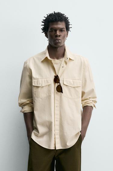 REGULAR FIT TEXTURED COTTON SHIRT - Ecru by Zara