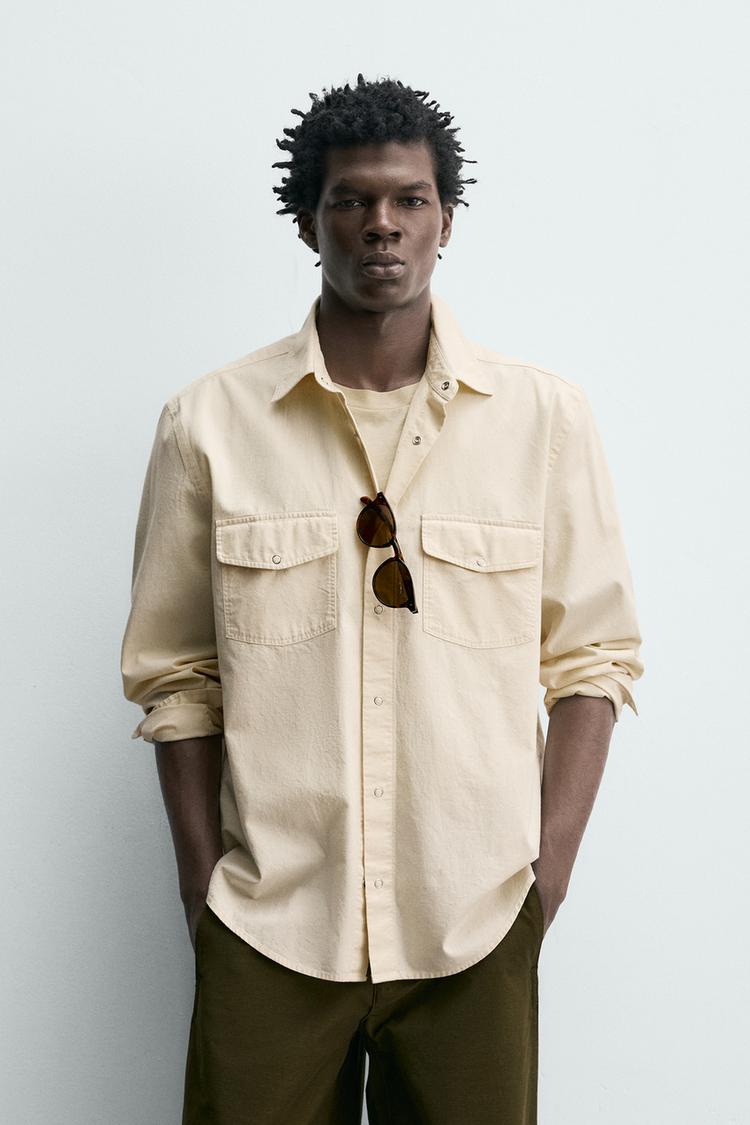 ZARA REGULAR FIT TEXTURED COTTON SHIRT