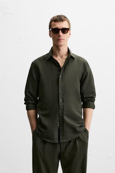 COTTON - LINEN SHIRT - Greenish by Zara