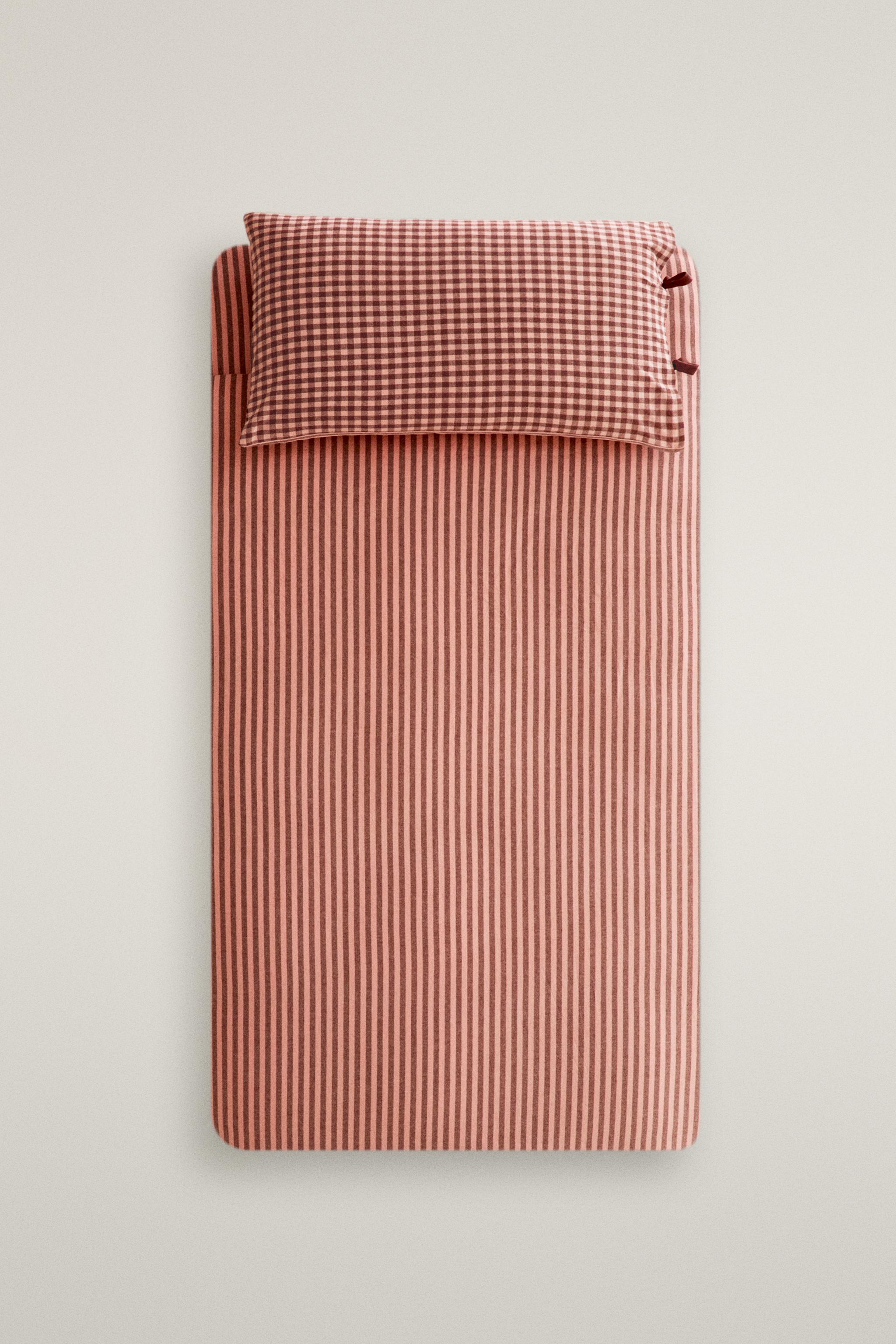 REVERSIBLE FLANNEL COTTON KIDS DUVET COVER — Pink