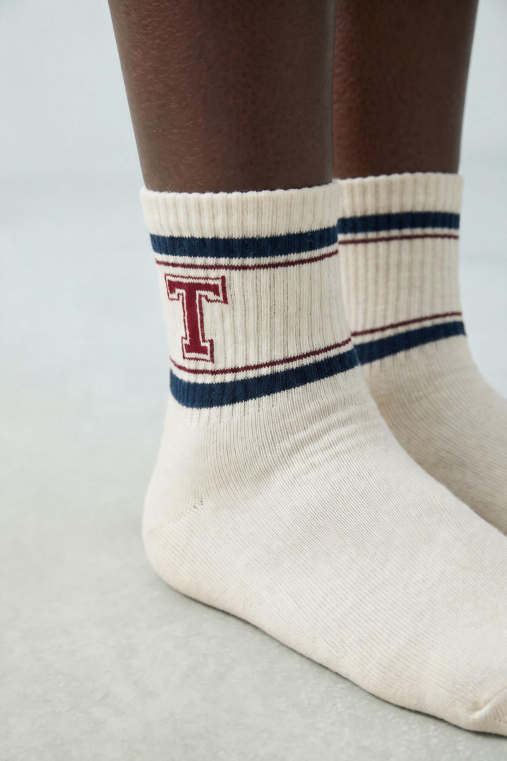 LOT DE TROIS PAIRES CHAUSSETTES MI-HAUTES RAYURES VARSITY