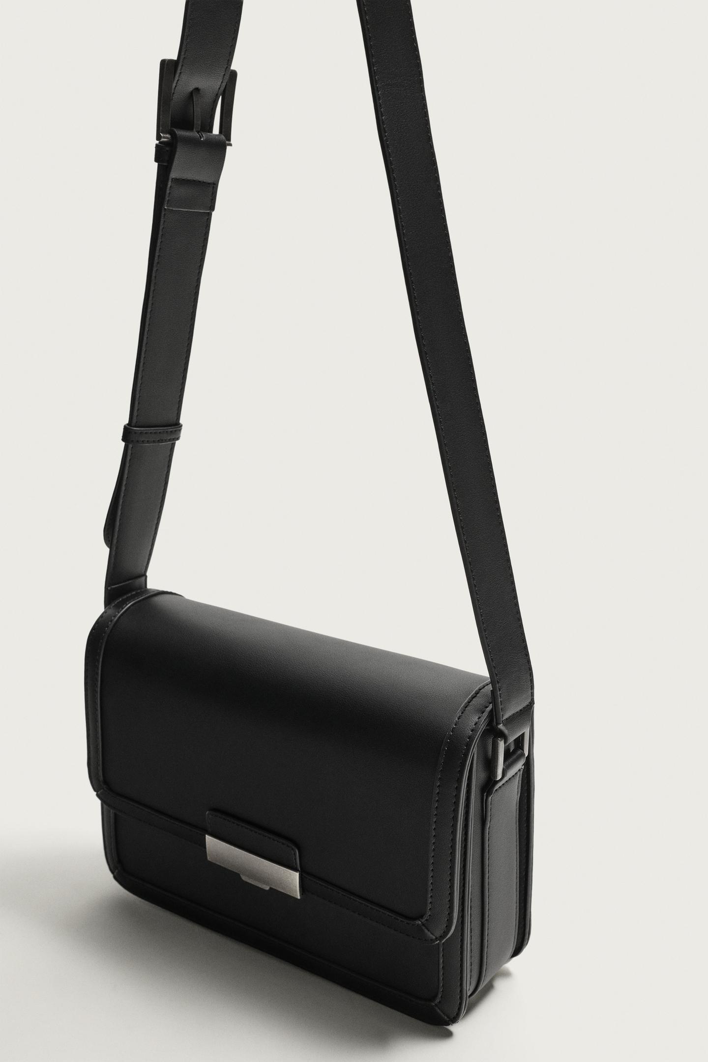 Мужская сумка Zara Metallic Detail Crossbody, цвет: Чёрный — фото 6