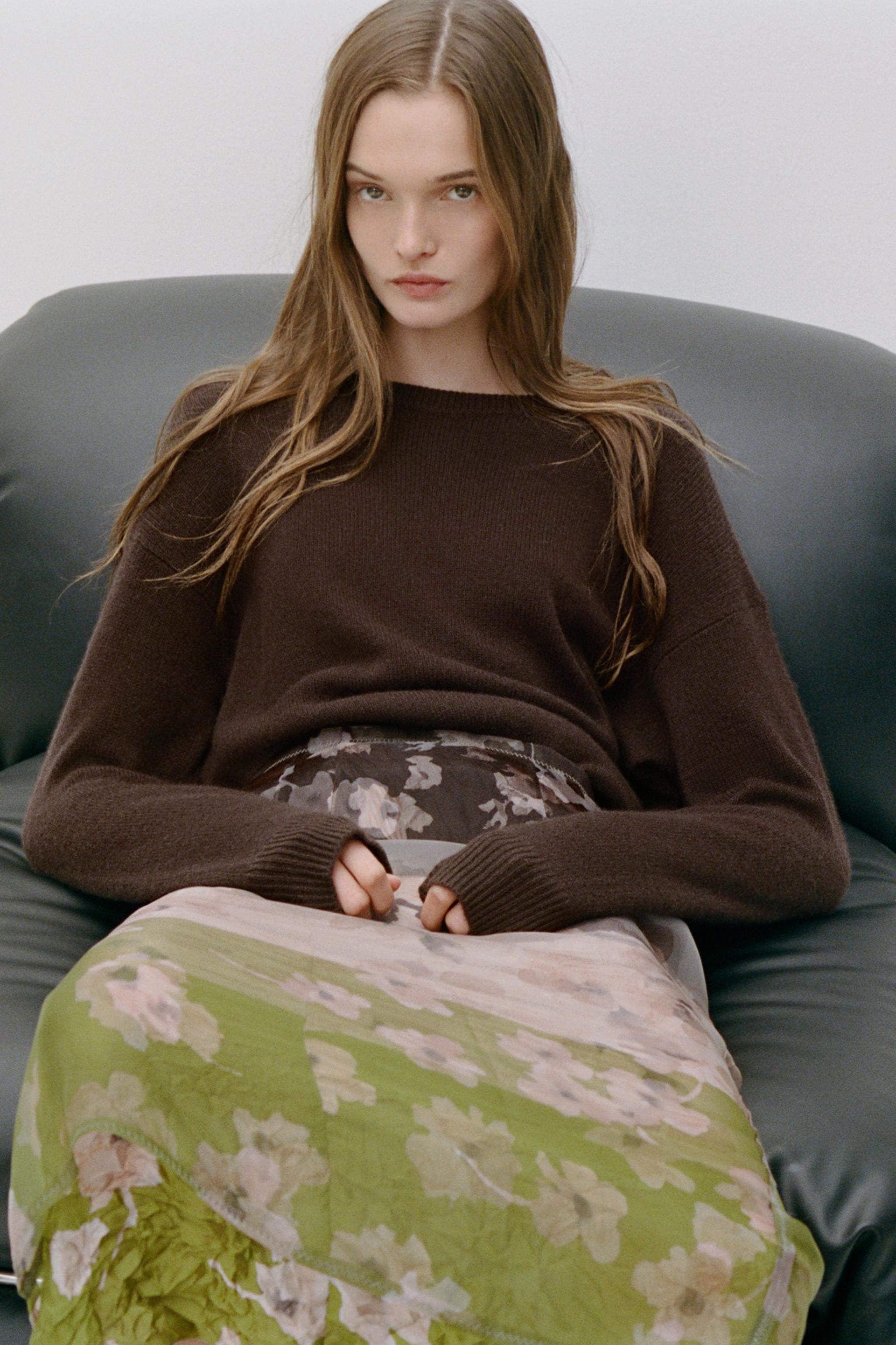 ZW COLLECTION オーガンザプリントスカート - ライトベージュ | ZARA Japan / 日本