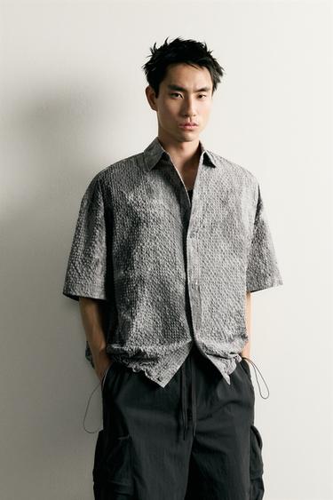 Zara 立體紋理休閒襯衫 - 煤灰色