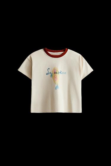 Zara KIDS "LA SARDINE" T-SHIRT - Oyster-white