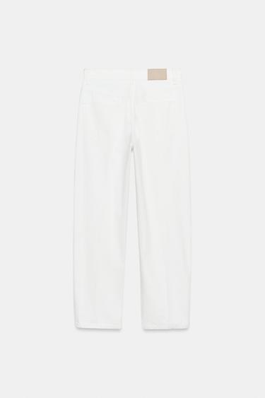 JEAN Z1975 BARREL TAILLE MI-HAUTE RAYURE REPASSÉE - Blanc de Zara - Image 6