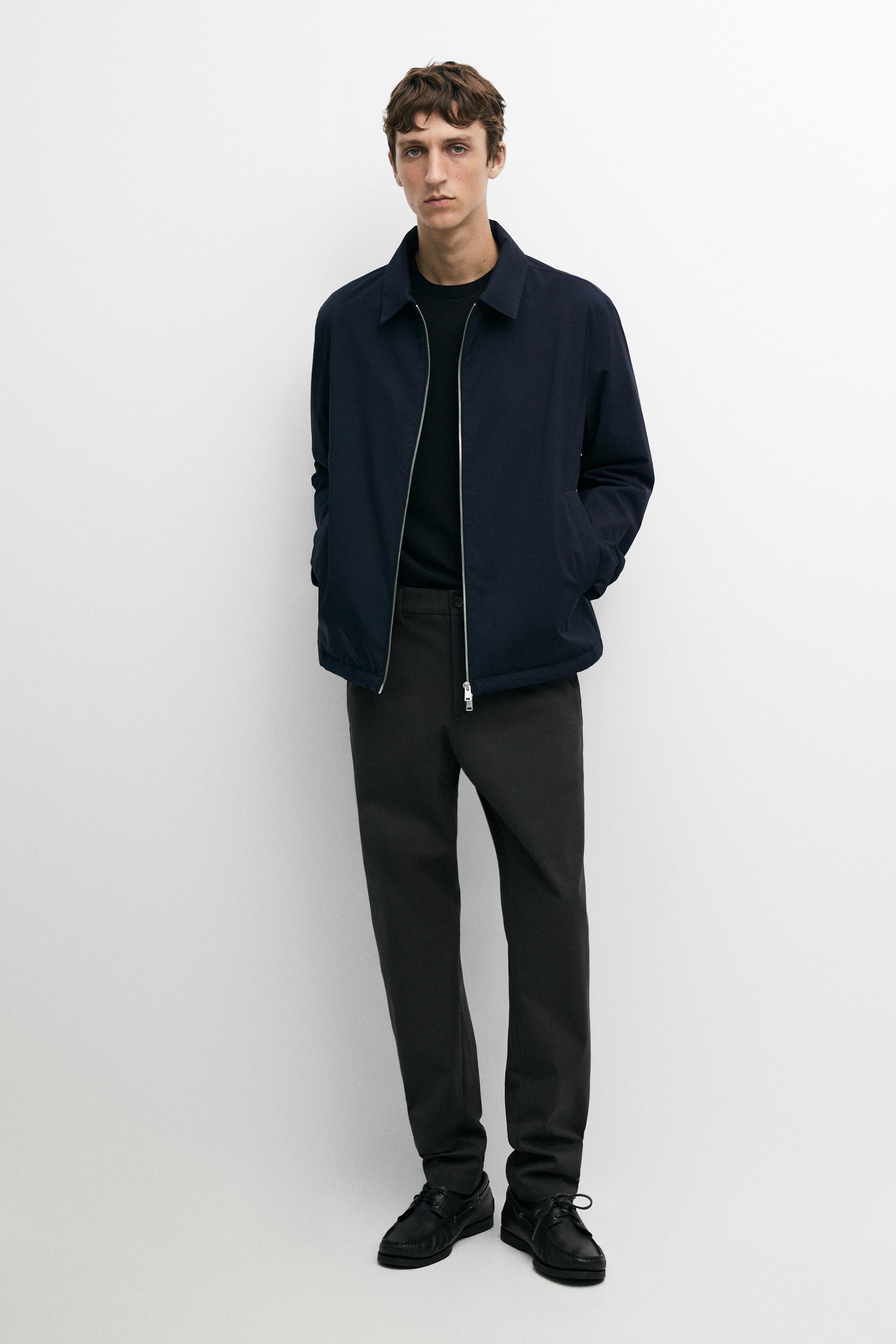 Cotton blend slim fit pants — Gray