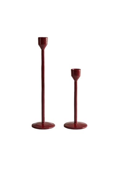 FACETED METAL CANDLESTICK - Wine by Zara