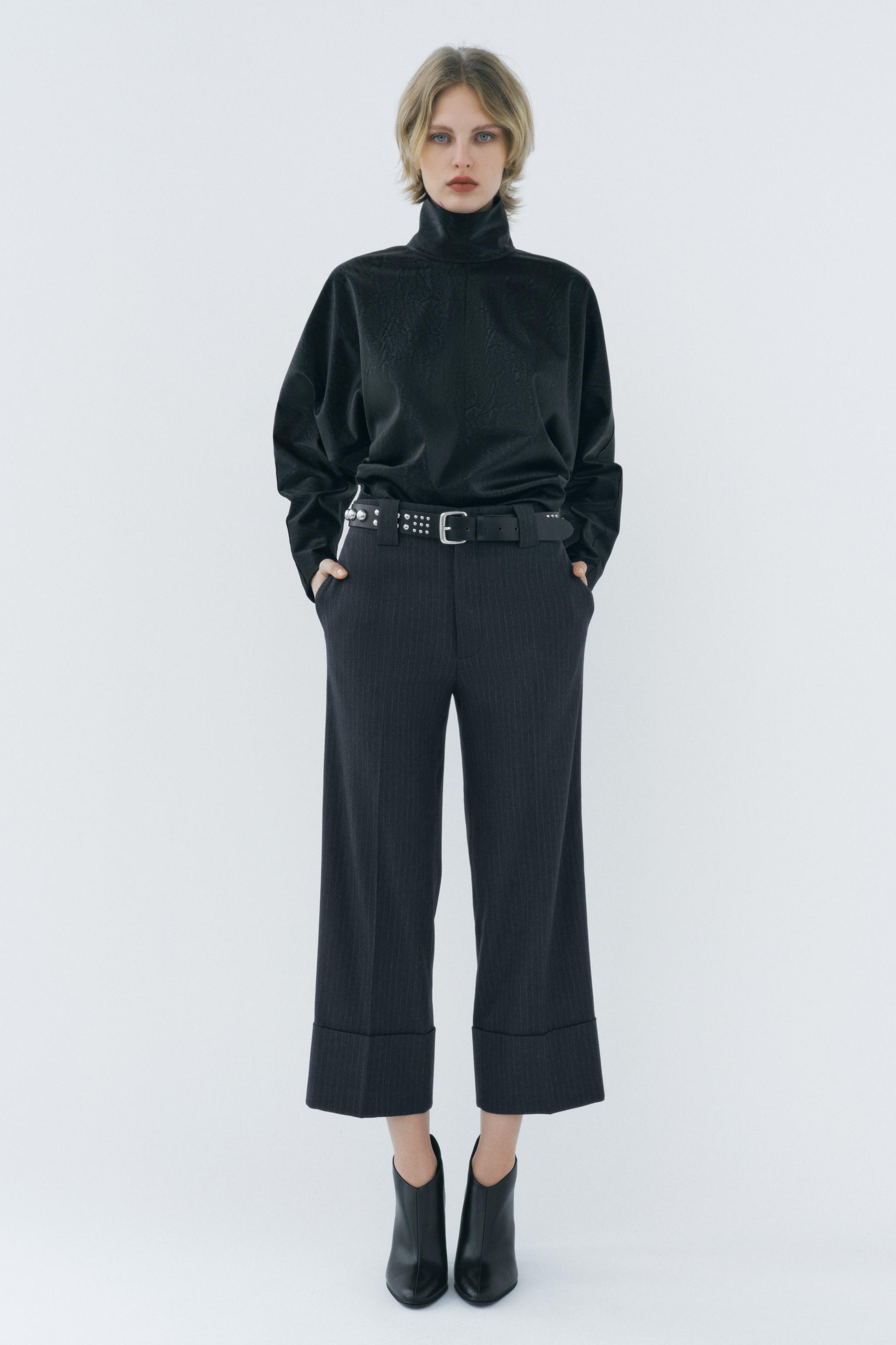 パンツ stripe slacks pants navy navy pinstripe pants — frank's beach vintage