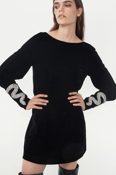 VESTIDO CORTO TERCIOPELO - THE ITEM ZARA WOMAN - Negro de Zara