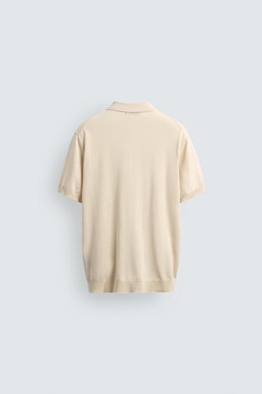 POLO REGULAR FIT EN COTON ET EN LIN - Écru de Zara - Image 7