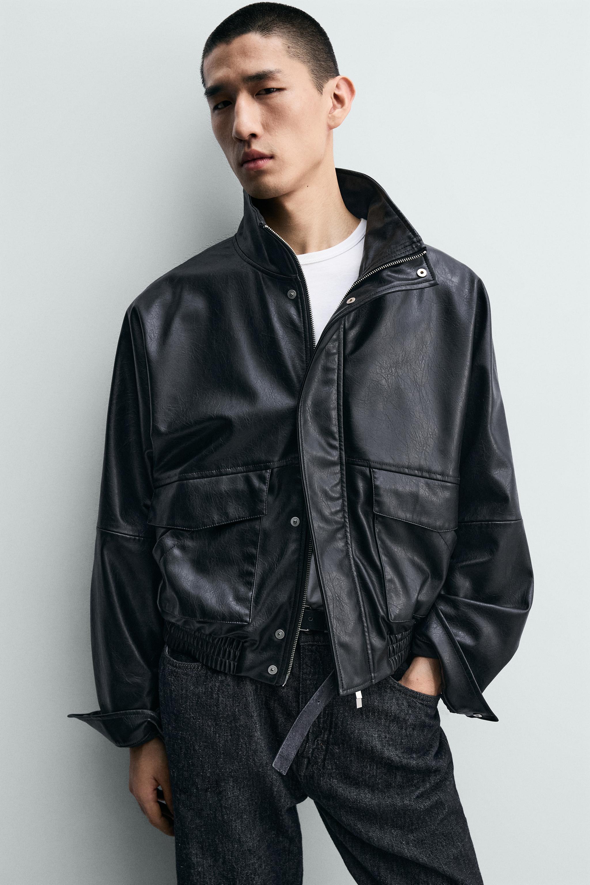 CROPPED FAUX LEATHER JACKET - Brown | ZARA United States