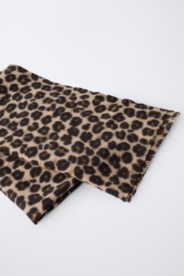 SOFT-TOUCH ANIMAL PRINT SCARF - Black by Zara - Image 1
