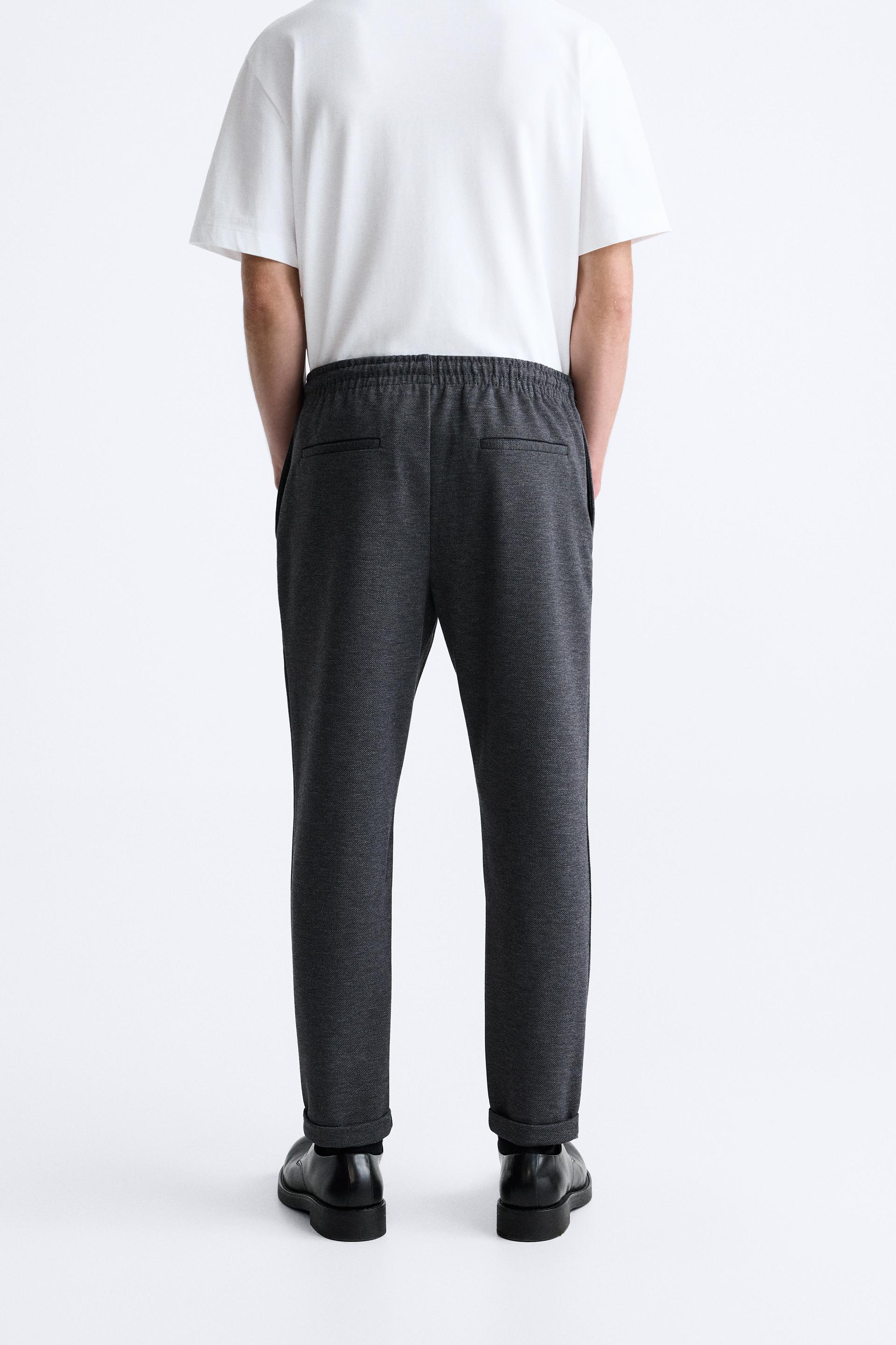TEXTURED COMFORT TROUSERS - Oyster-white