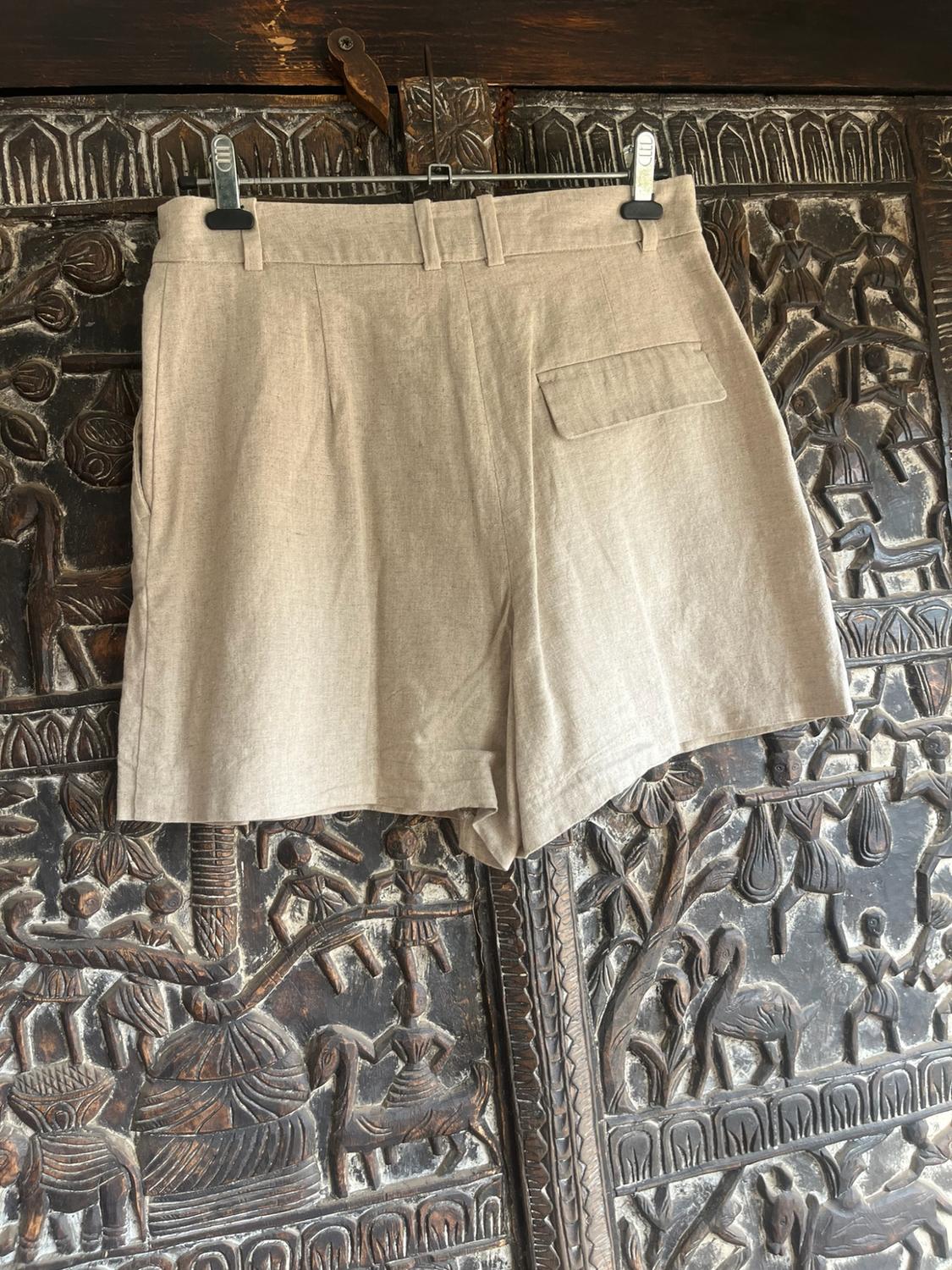 LINEN BLEND HIGH-WAIST BERMUDA SHORTS - Image 4
