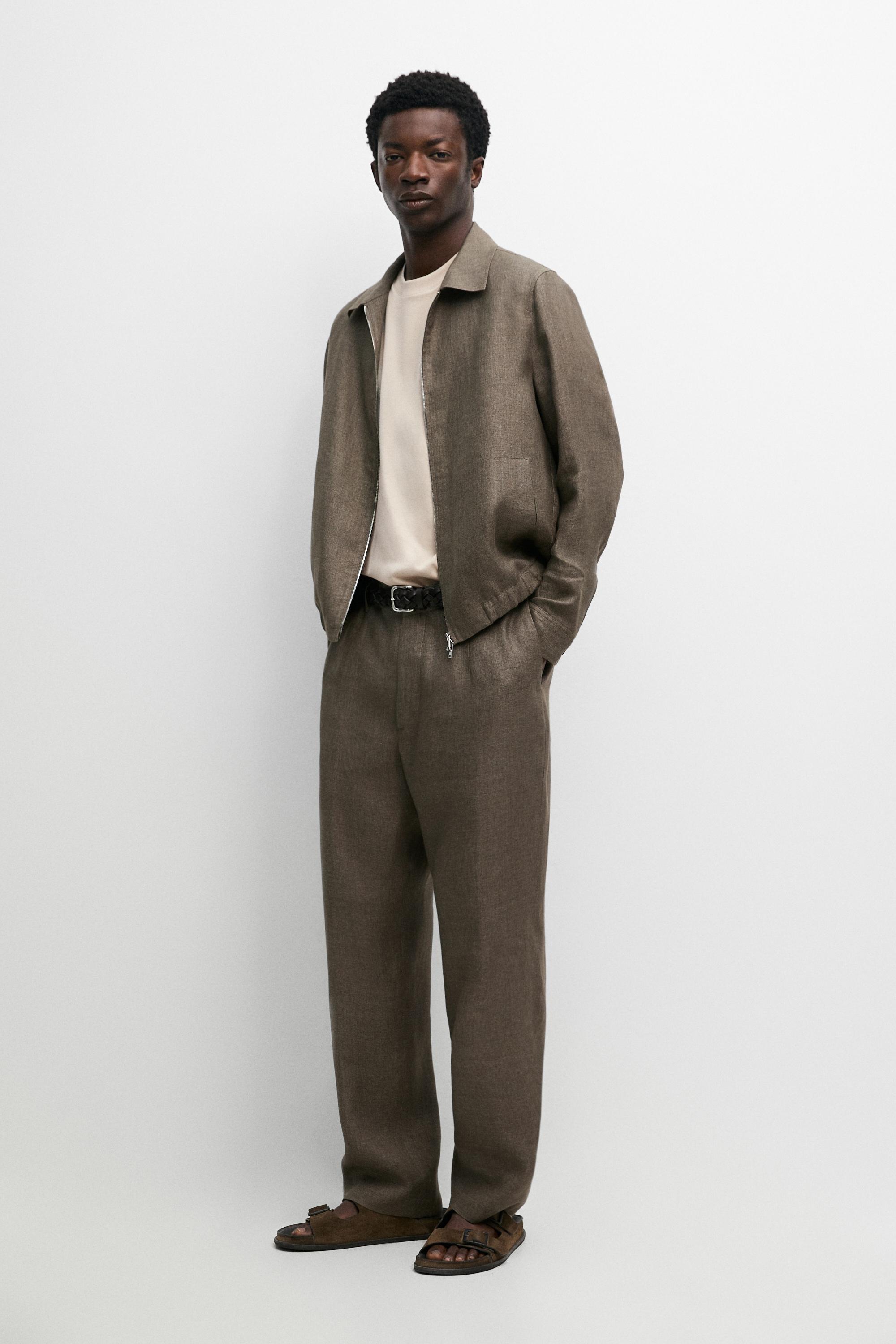 Faded total look linen jacket - Greenish | ZARA United States