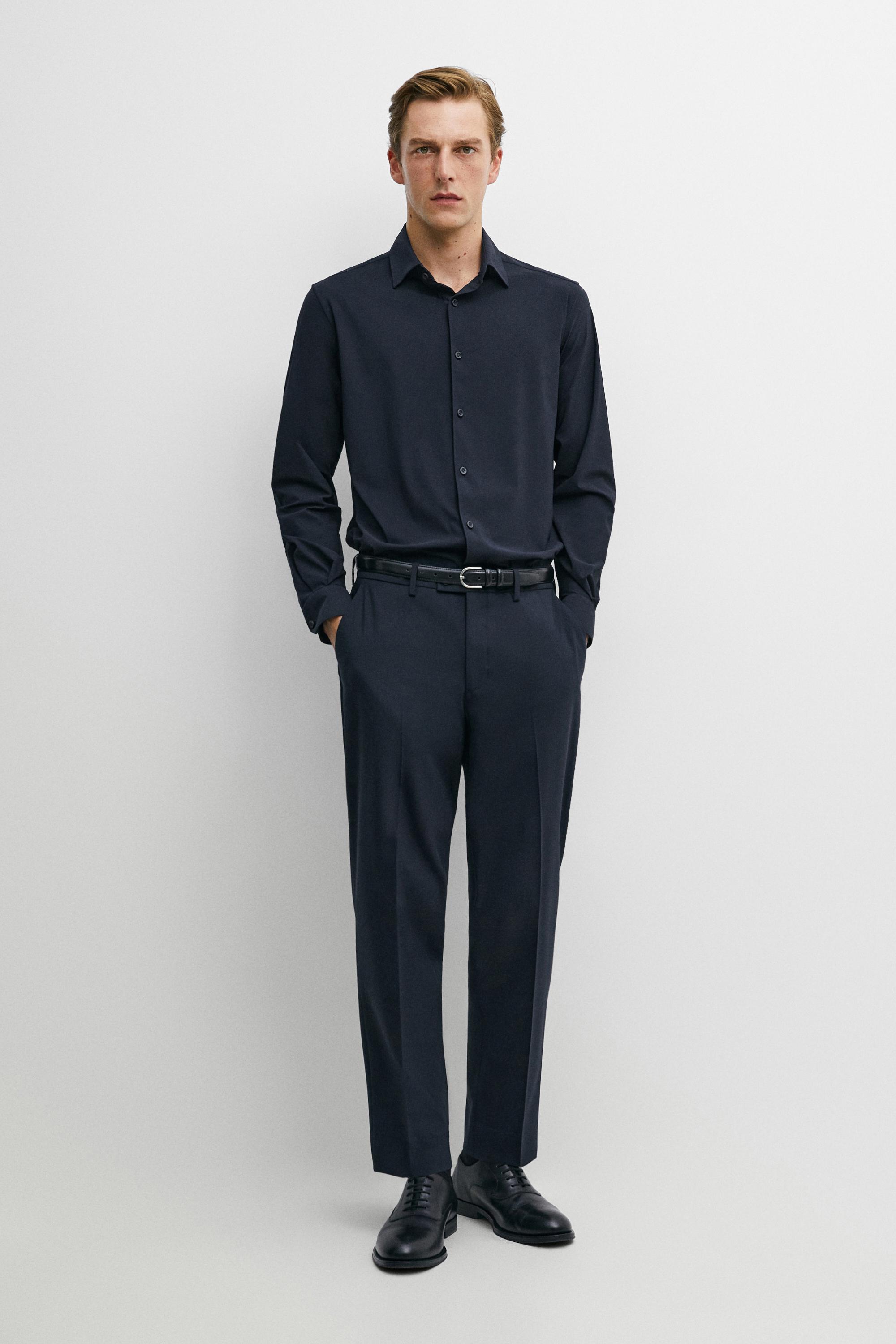 Slim fit stretch shirt — Navy blue