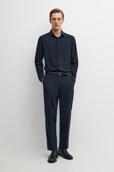 Zara Slim fit stretch shirt - Navy blue - Image 0