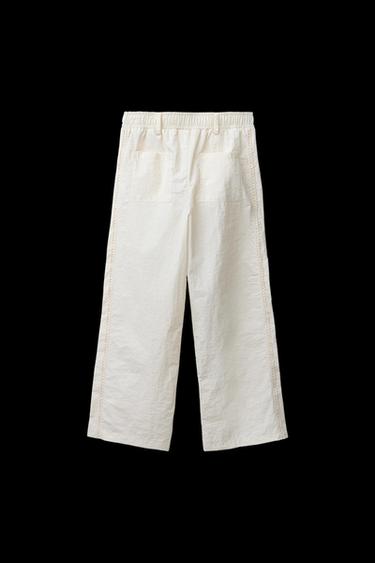 CONTRAST NYLON STRAIGHT-LEG TROUSERS - Ecru by Zara
