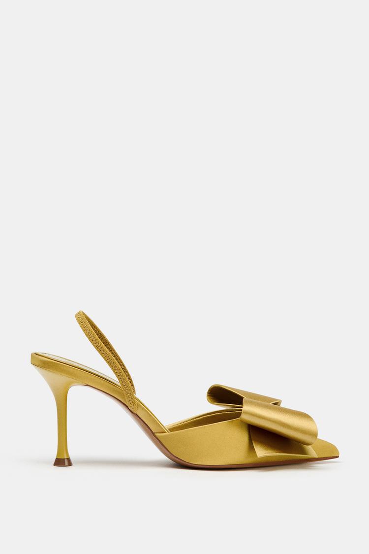 SATIN-EFFECT SLINGBACK SHOES Mustard ZARA Australia