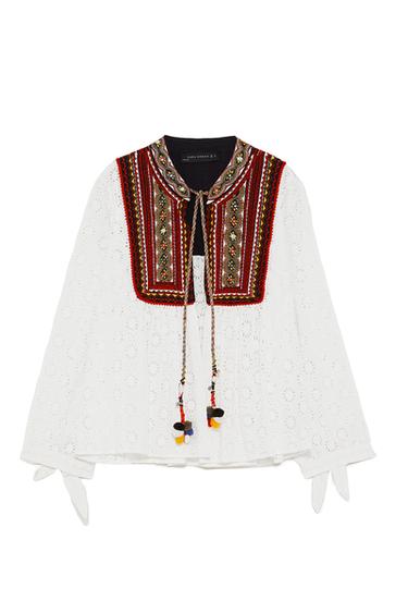 CARDIGAN WITH EMBROIDERED BIB FRONT