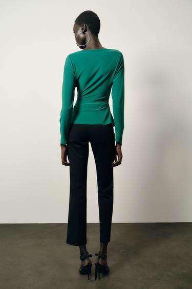 DRAPED WAIST TOP - Green by Zara - Image 4