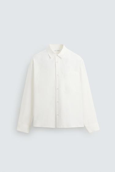 CAMISA ESTRUCTURA BOLSILLO - Blanco de Zara - Imagen 0