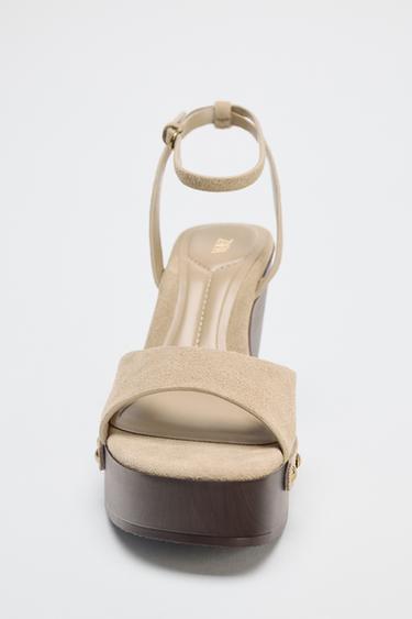 SANDALES À CLOUS EN DAIM - Marron sable de Zara - Image 3